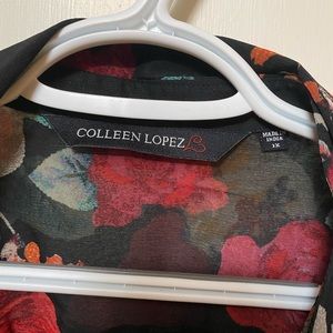 Colleen Lopez sheer button up shirt dress floral